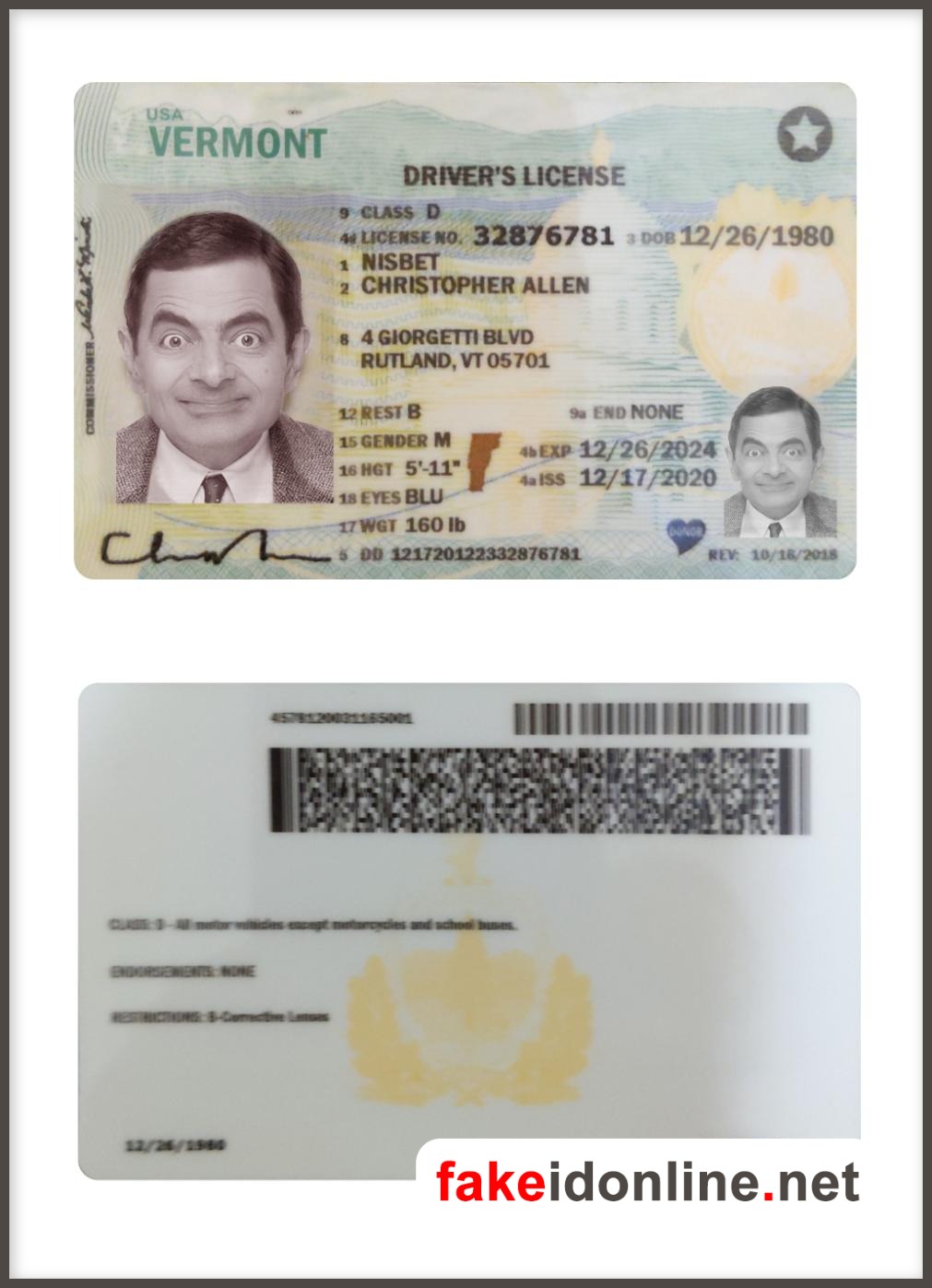 Vermont Driver License New 1200dpi